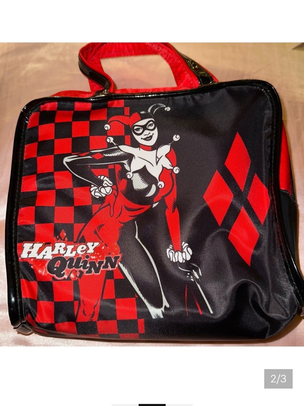 Harley Quinn Black and Red Graphic Make Up Bag - Picture 2 of 3